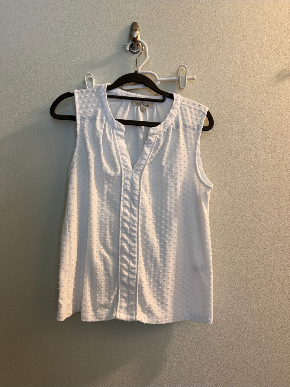 Sleeveless White Swiss Dot V-Neck Camisole